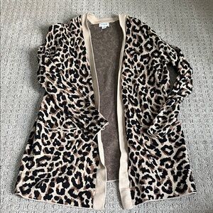 J. Crew Factory Leopard Print Long Cardigan